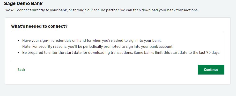 Image displaying the terms and conditions for users connecting a bank feed.