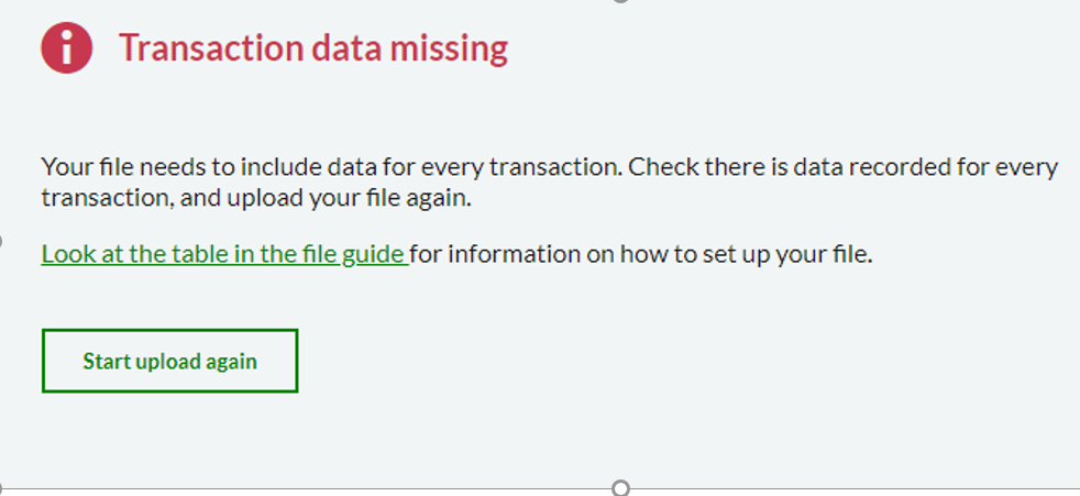 Transaction data missing