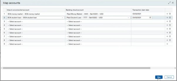 Screenshot of Intacct multi account link UI 4.