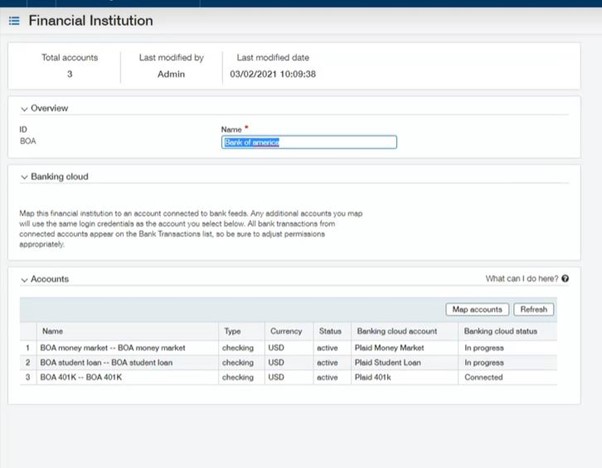 Screenshot of Intacct multi account link UI 5.