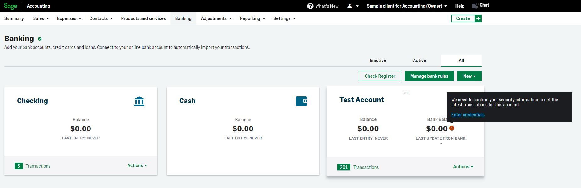 Screenshot of SBCA bank rules 1.