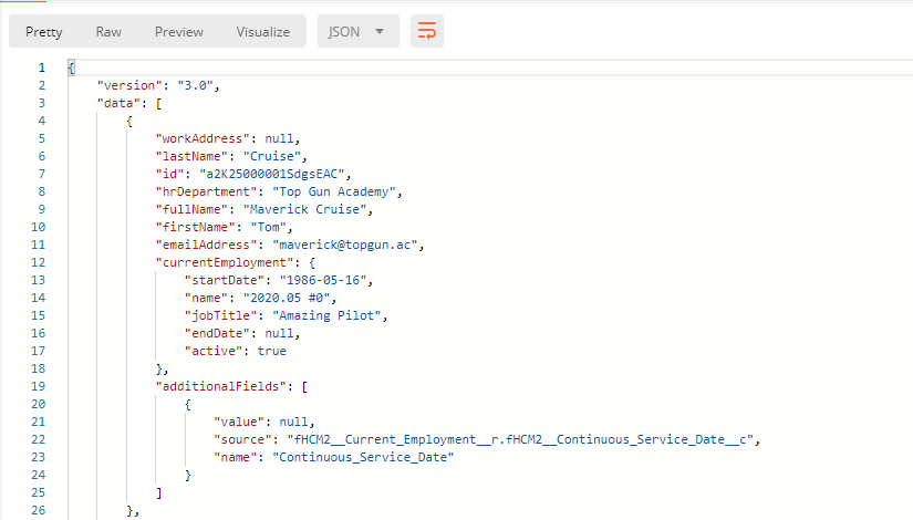 Additional fields null value