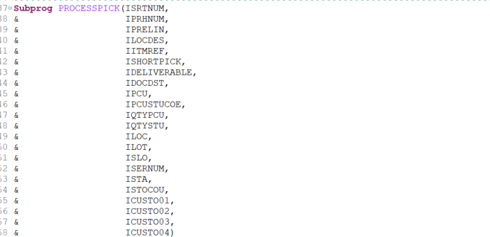 PROCESSPICK subprogram