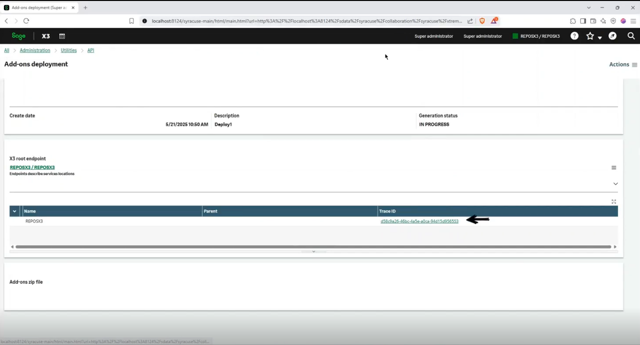 Addons Trace ID