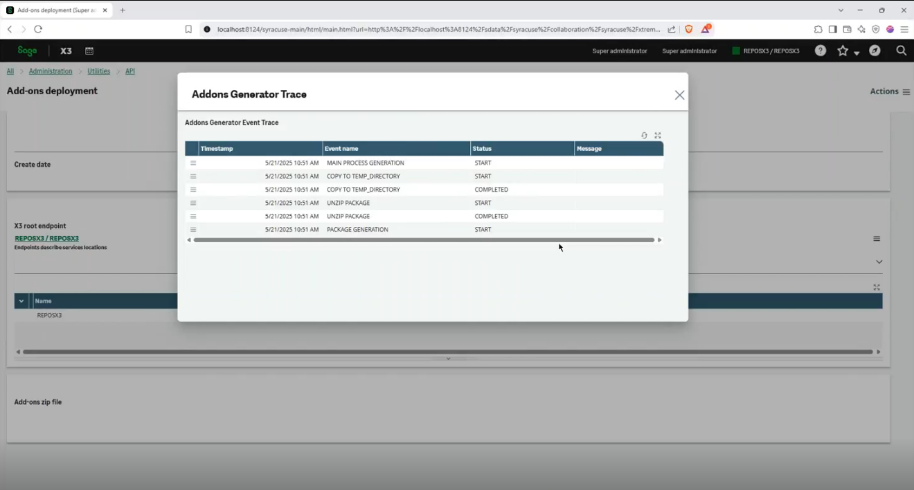 Addons Trace Process