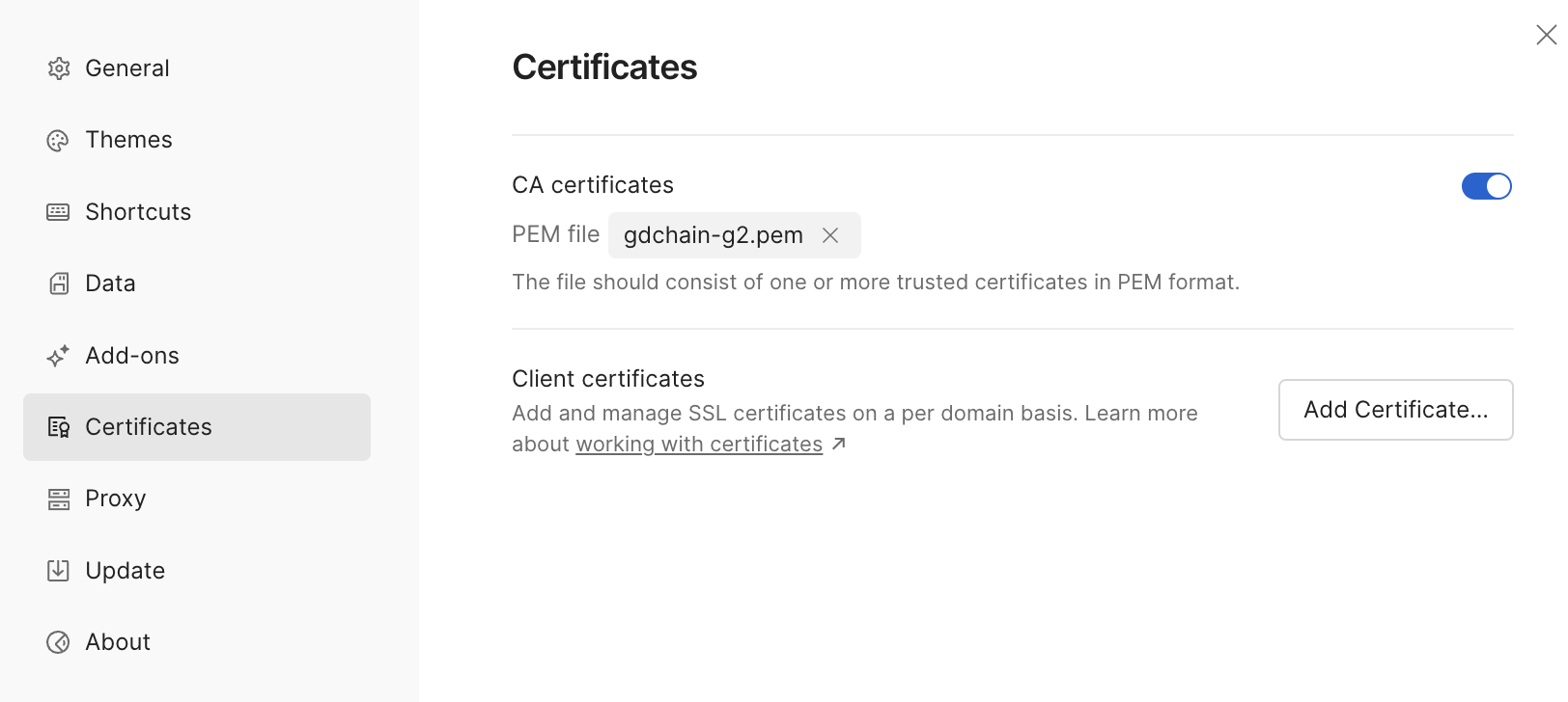 Postman CA Certificates